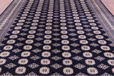 Navy Blue Bokhara Handmade Wool Rug - 9' 1" X 12' 0"