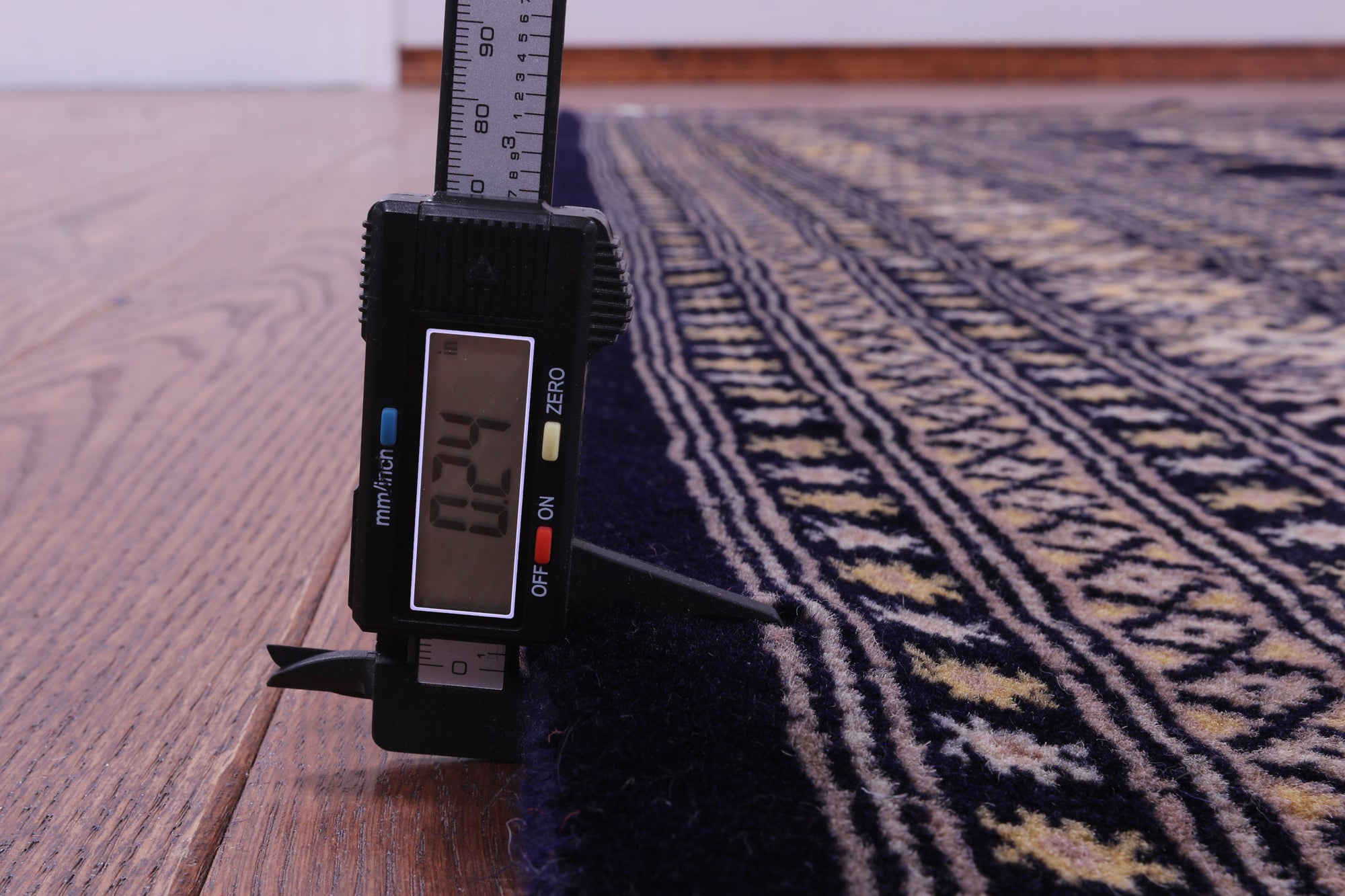 Navy Blue Bokhara Handmade Wool Rug - 9' 1" X 12' 0"