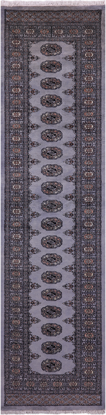 Grey Bokhara Hand-Knotted Wool Runner Rug - 2' 7" X 10' 2"