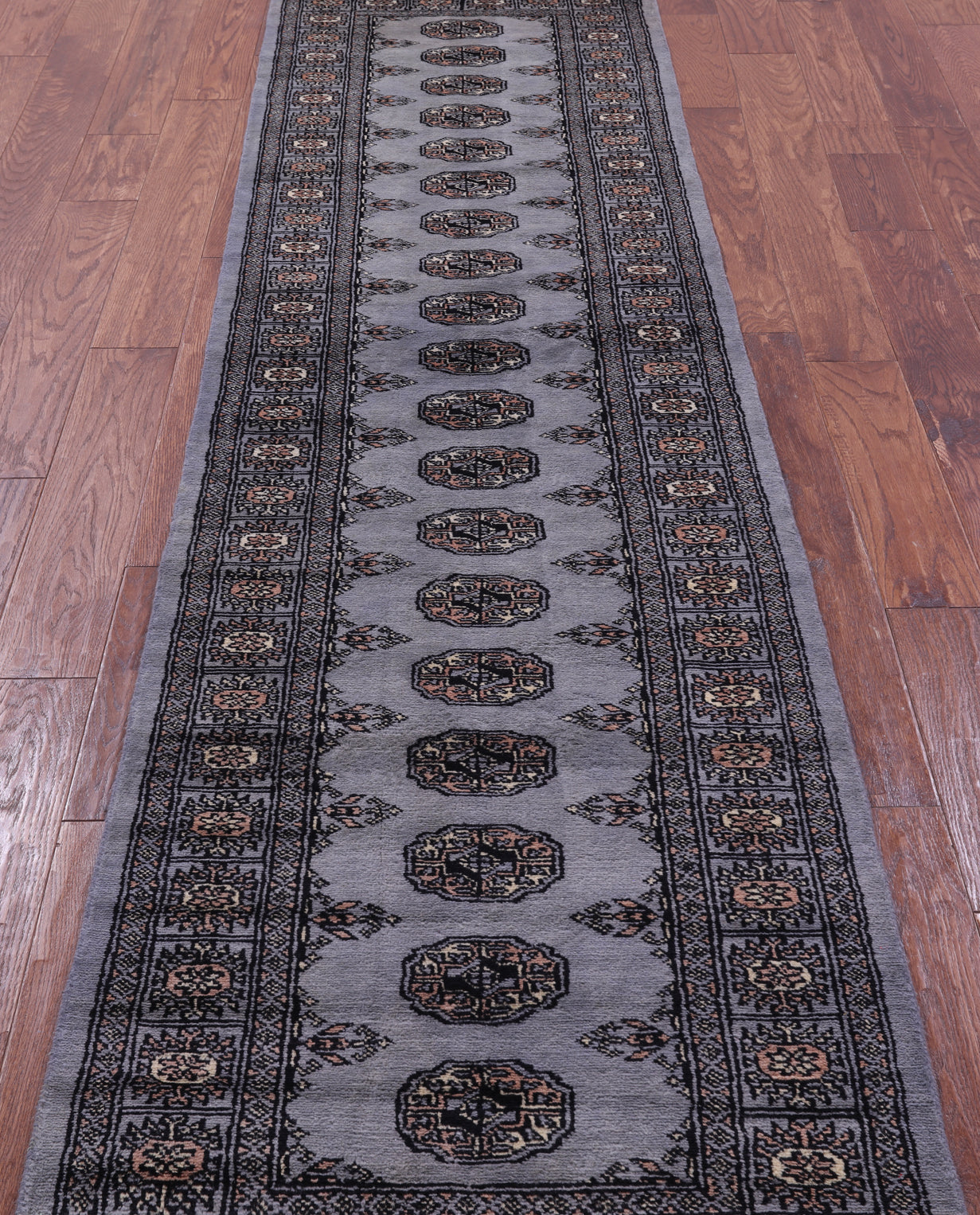 Grey Bokhara Hand-Knotted Wool Runner Rug - 2' 7" X 10' 2"