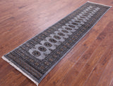 Grey Bokhara Hand-Knotted Wool Runner Rug - 2' 7" X 10' 2"