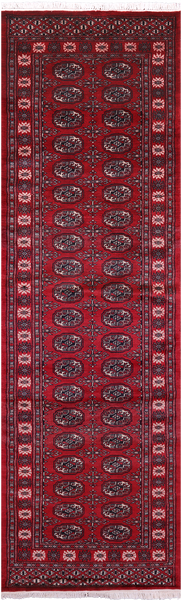 Red Bokhara Hand-Knotted Wool Runner Rug - 2' 8" X 9' 0"