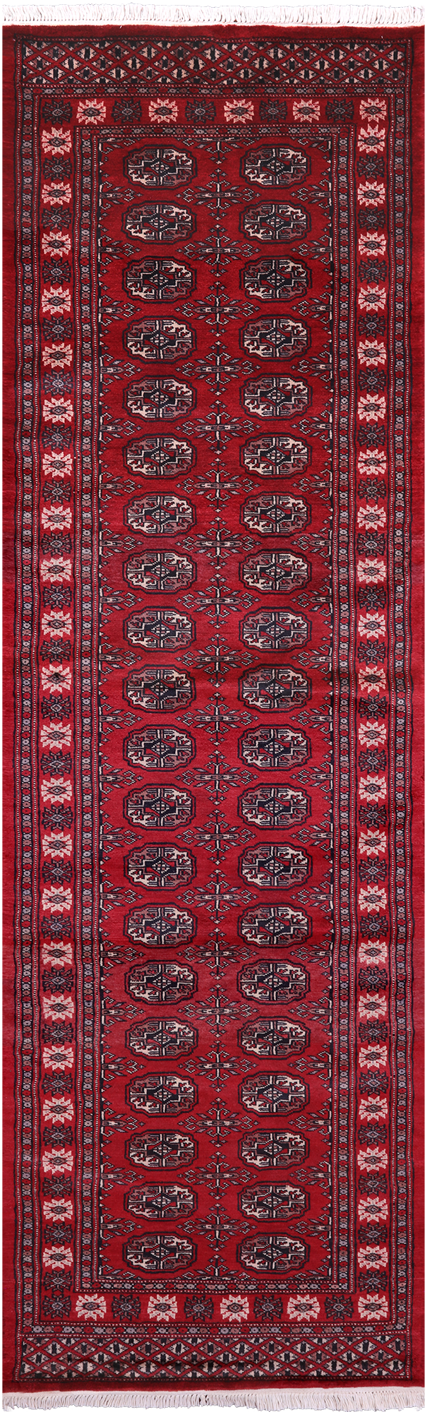 Red Bokhara Hand-Knotted Wool Runner Rug - 2' 8" X 9' 0"