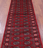 Red Bokhara Hand-Knotted Wool Runner Rug - 2' 8" X 9' 0"