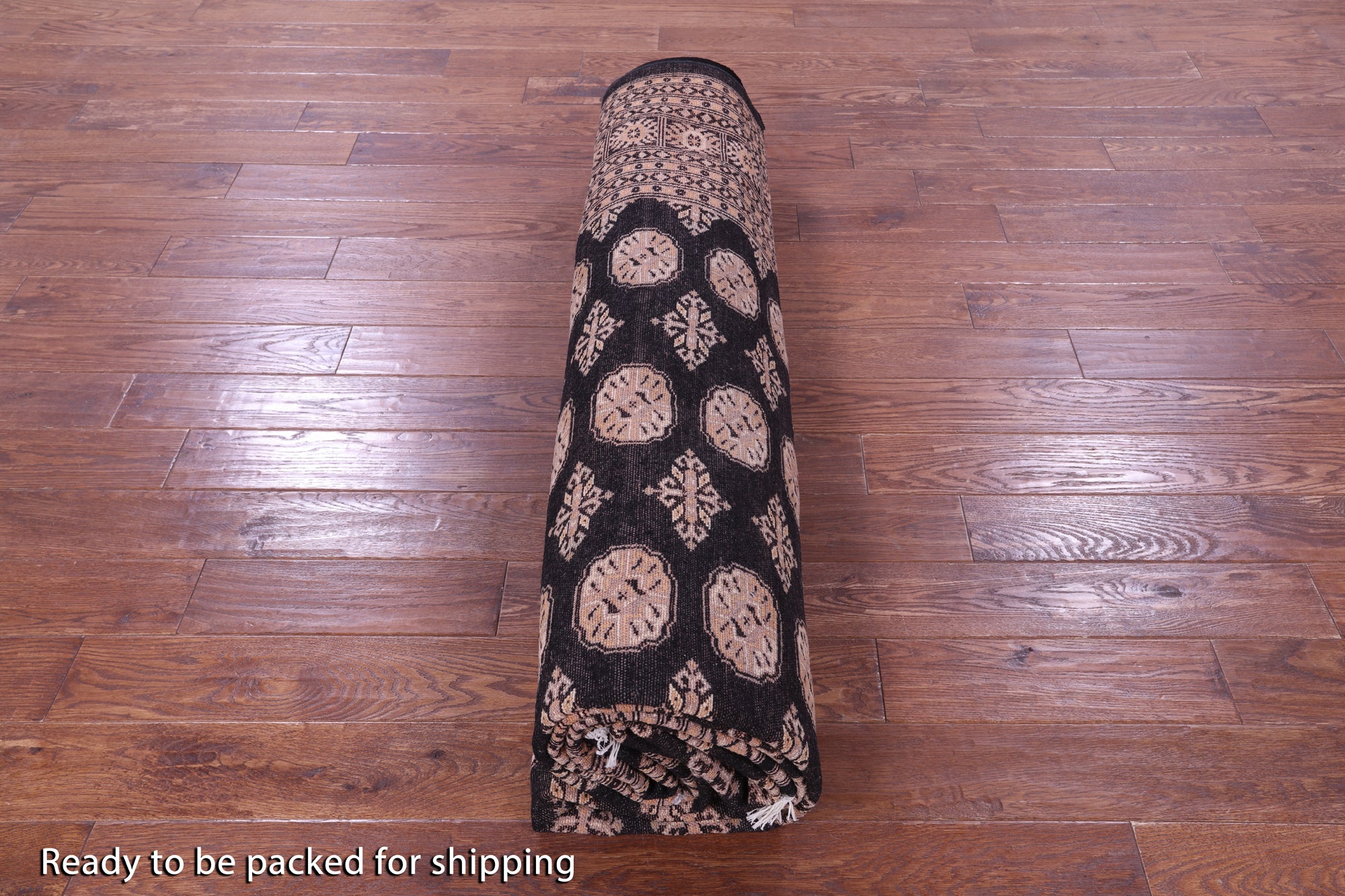 Black Bokhara Hand-Knotted Wool Rug - 9' 2" X 12' 0"