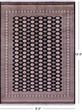 Black Bokhara Hand-Knotted Wool Rug - 9' 2" X 12' 0"
