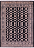 Black Bokhara Hand-Knotted Wool Rug - 9' 2" X 12' 0"