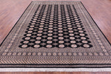 Black Bokhara Hand-Knotted Wool Rug - 9' 2" X 12' 0"
