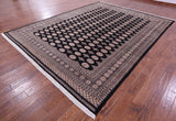 Black Bokhara Hand-Knotted Wool Rug - 9' 2" X 12' 0"