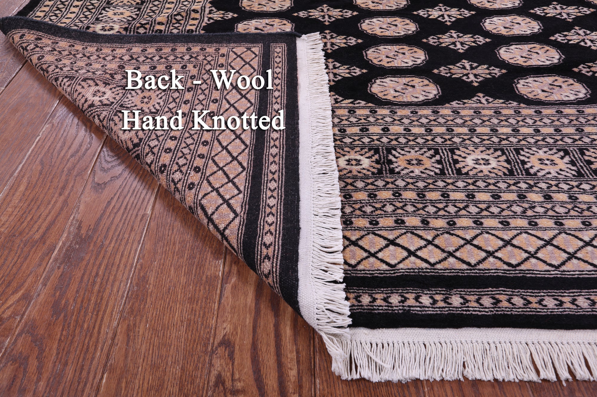 Black Bokhara Hand-Knotted Wool Rug - 9' 2" X 12' 0"