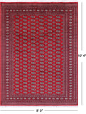 Red Bokhara Hand-Knotted Wool Rug - 8' 0" X 10' 4"