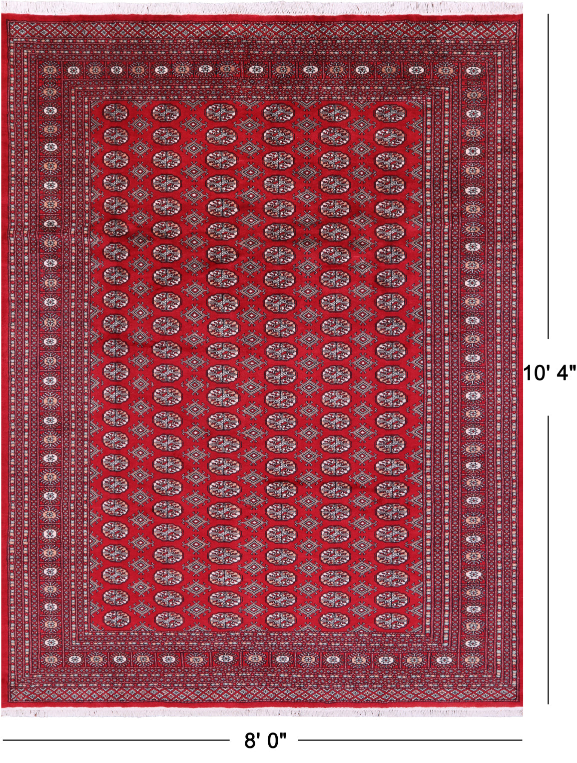 Red Bokhara Hand-Knotted Wool Rug - 8' 0" X 10' 4"