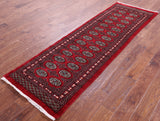 Red Bokhara Handmade Wool Runner Rug - 2' 6" X 8' 0"