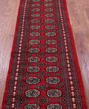 Red Bokhara Handmade Wool Runner Rug - 2' 6" X 8' 0"
