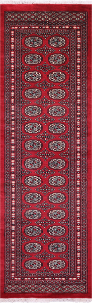 Red Bokhara Handmade Wool Runner Rug - 2' 6" X 8' 0"