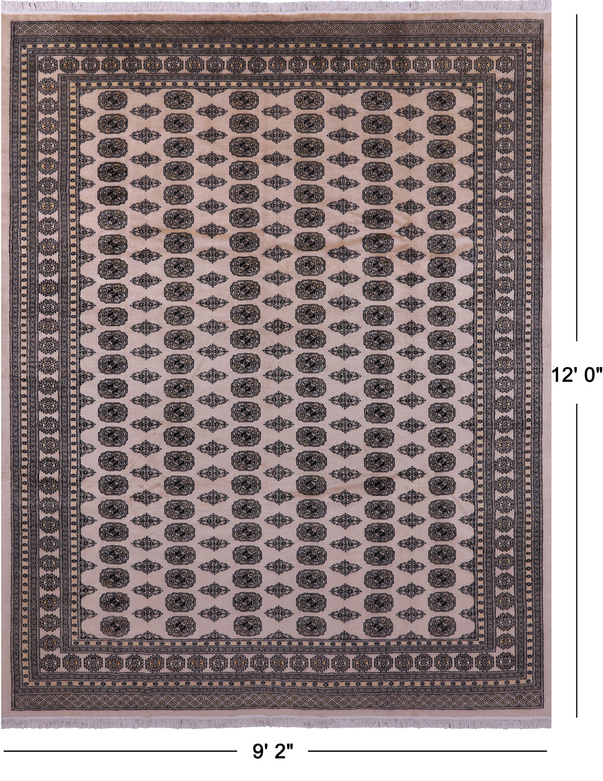 Ivory Bokhara Handmade Wool Rug - 9' 2" X 12' 0"