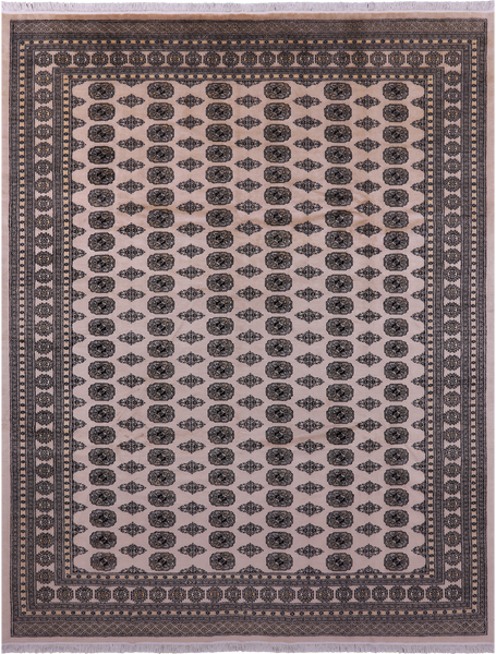 Ivory Bokhara Handmade Wool Rug - 9' 2" X 12' 0"