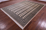Ivory Bokhara Handmade Wool Rug - 9' 2" X 12' 0"