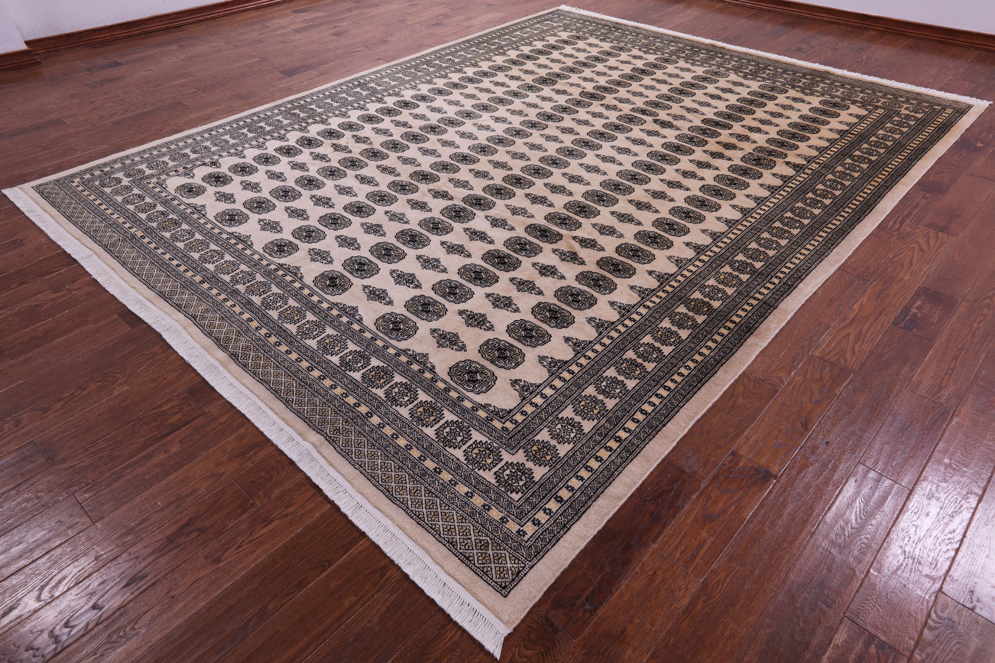 Ivory Bokhara Handmade Wool Rug - 9' 2" X 12' 0"