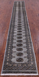 Grey Bokhara Handmade Wool Runner Rug - 2' 1" X 14' 0"