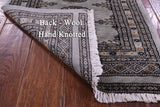 Grey Bokhara Handmade Wool Runner Rug - 2' 1" X 14' 0"
