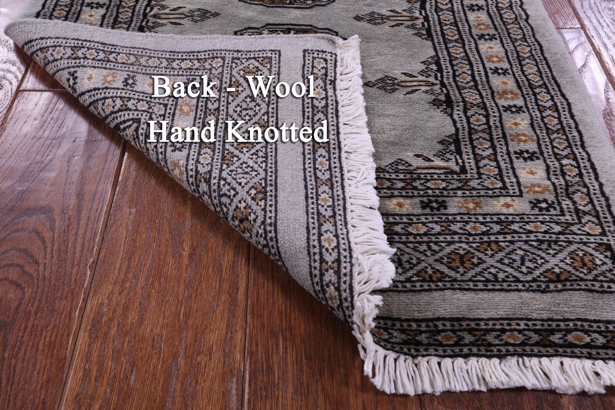 Grey Bokhara Handmade Wool Runner Rug - 2' 1" X 14' 0"