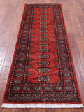 Rust Bokhara Hand-Knotted Wool Runner Rug - 2' 7" X 7' 6"