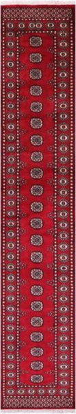 Red Bokhara Handmade Wool Runner Rug - 2' 5" X 13' 3"