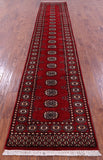Red Bokhara Handmade Wool Runner Rug - 2' 5" X 13' 3"