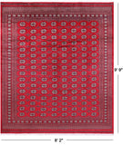 Red Bokhara Handmade Wool Rug - 8' 2" X 9' 9"