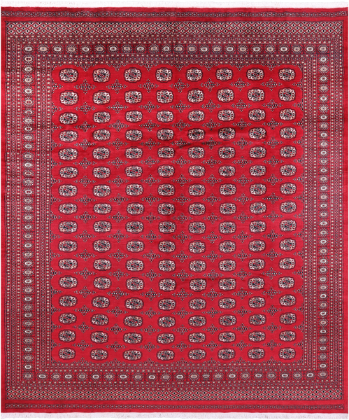 Red Bokhara Handmade Wool Rug - 8' 2" X 9' 9"
