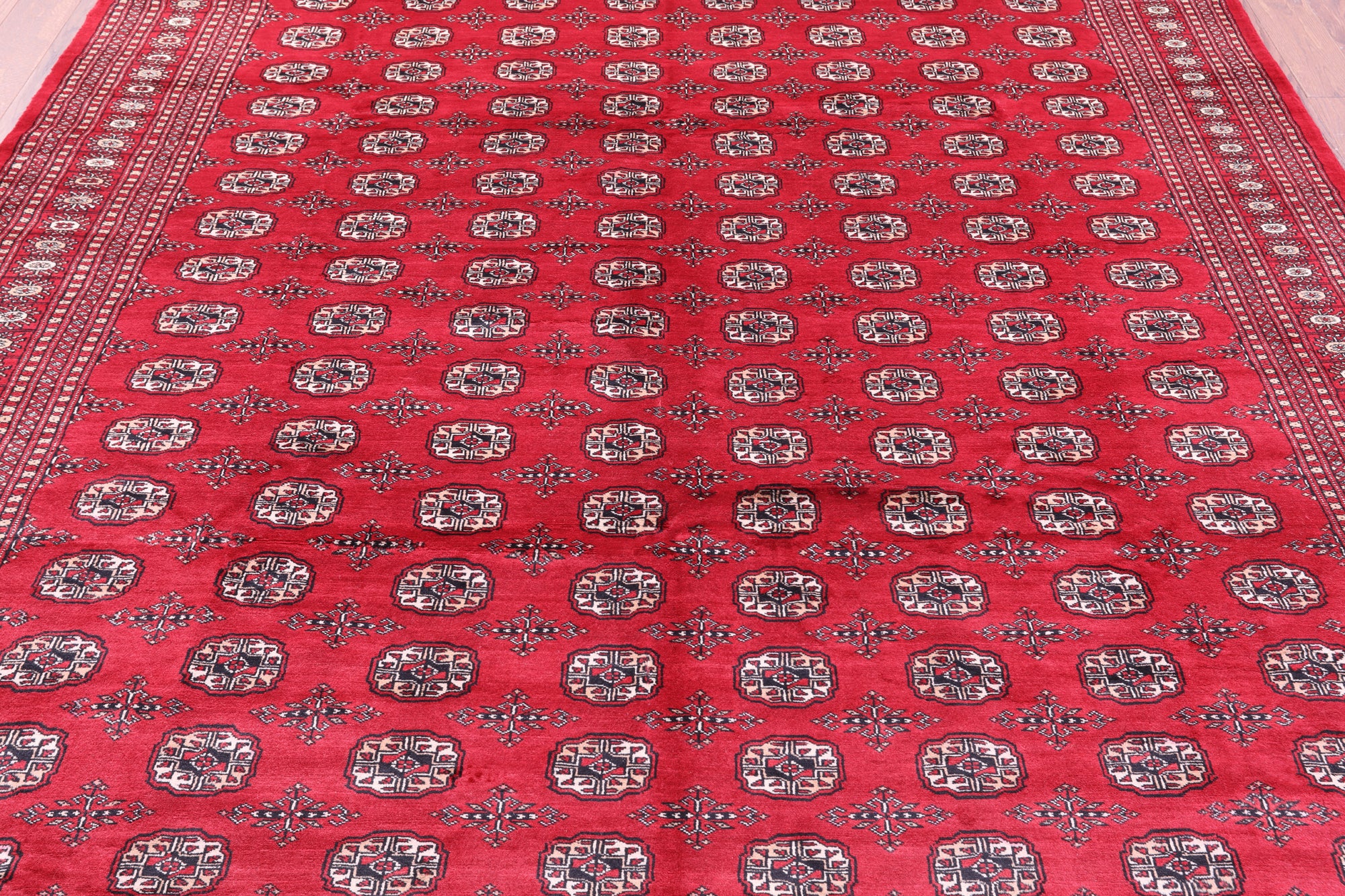 Red Bokhara Handmade Wool Rug - 8' 2" X 9' 9"