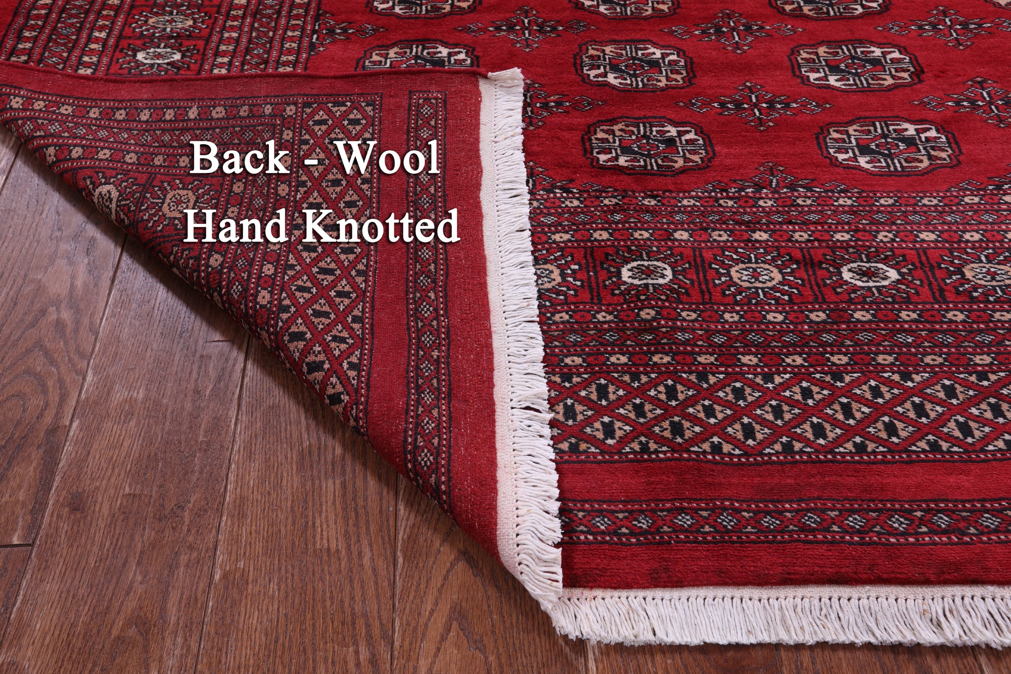Red Bokhara Handmade Wool Rug - 8' 2" X 9' 9"