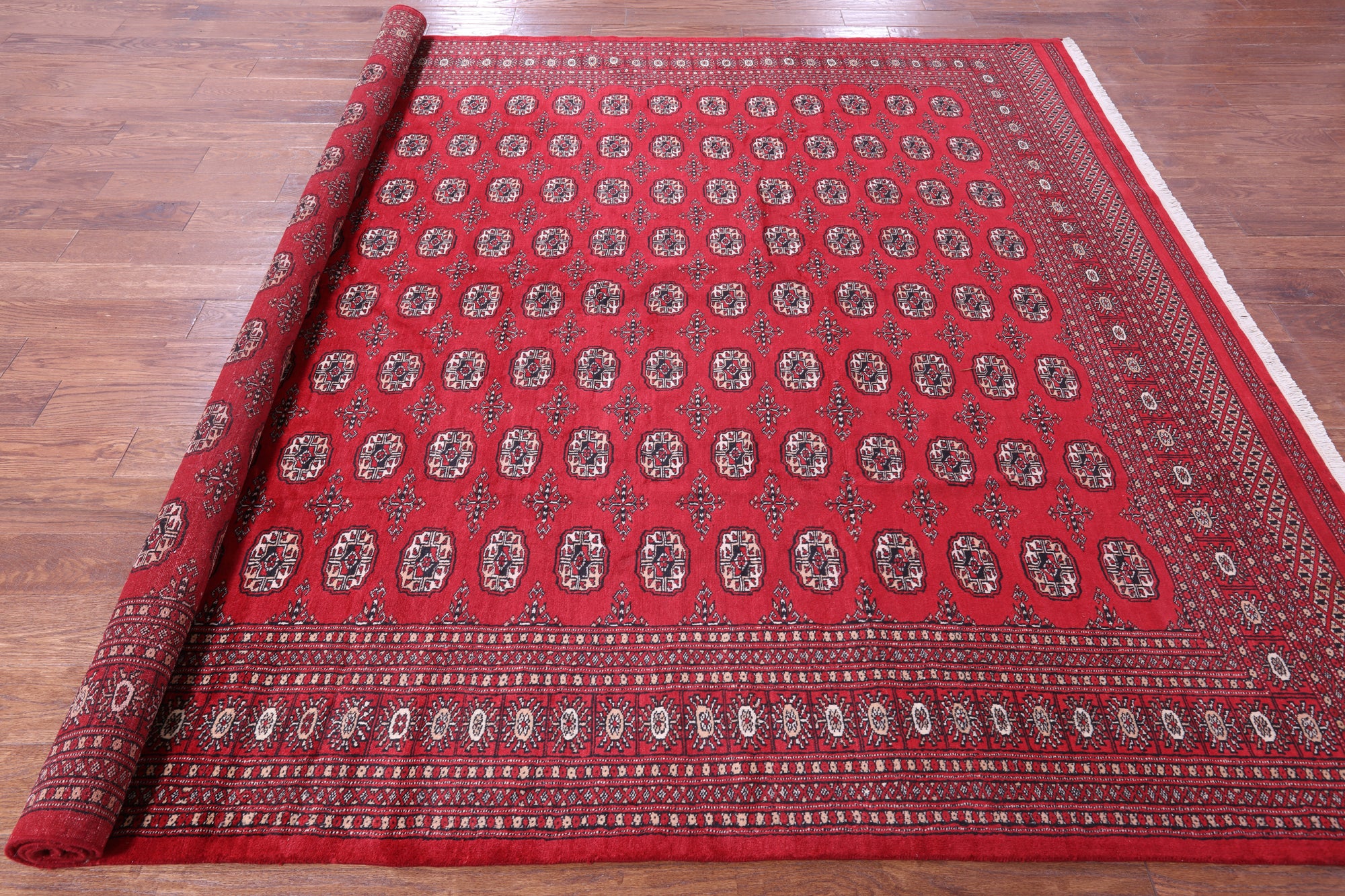Red Bokhara Handmade Wool Rug - 8' 2" X 9' 9"