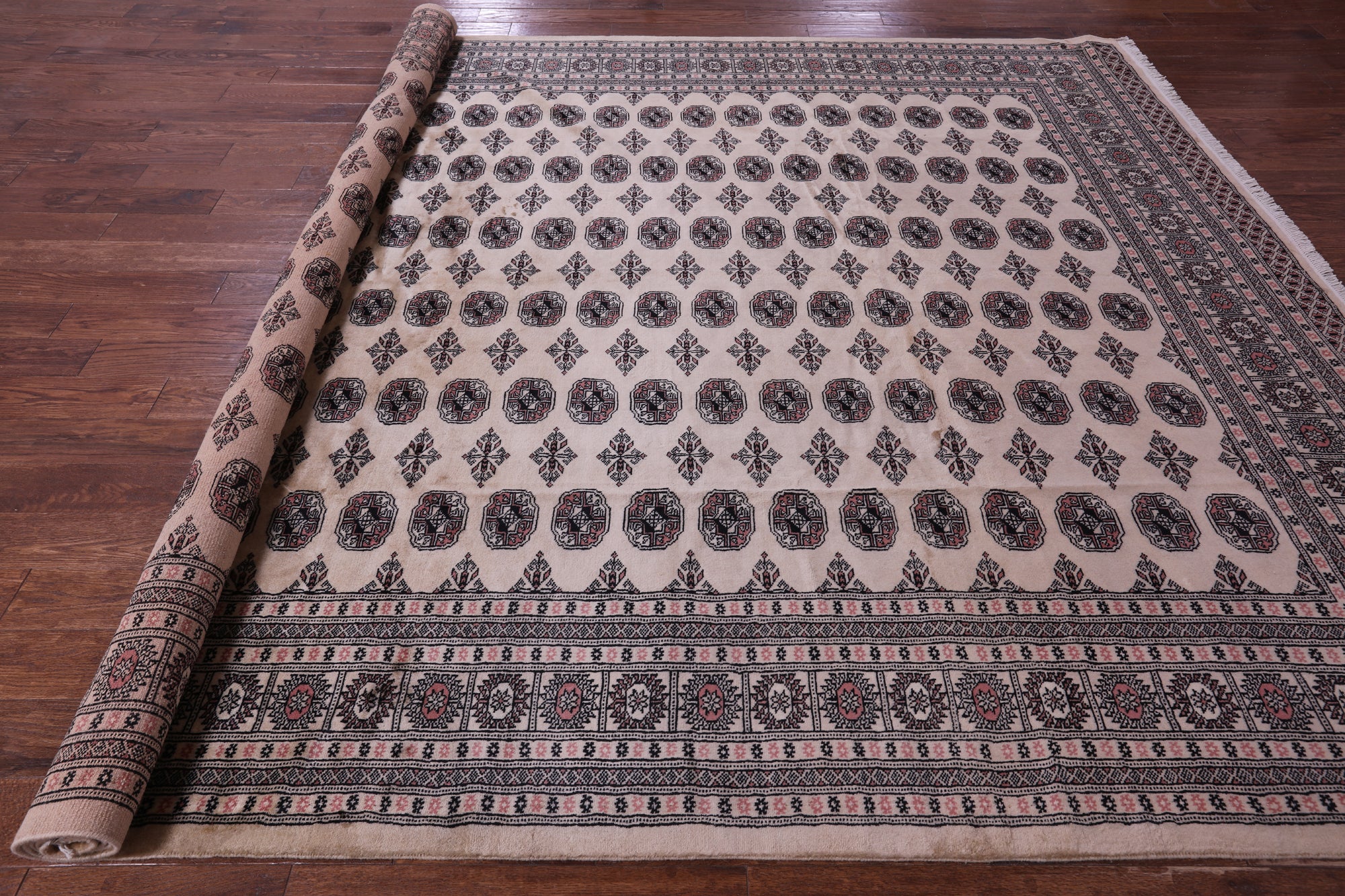 Ivory Bokhara Hand-Knotted Wool Rug - 9' 2" X 12' 2"