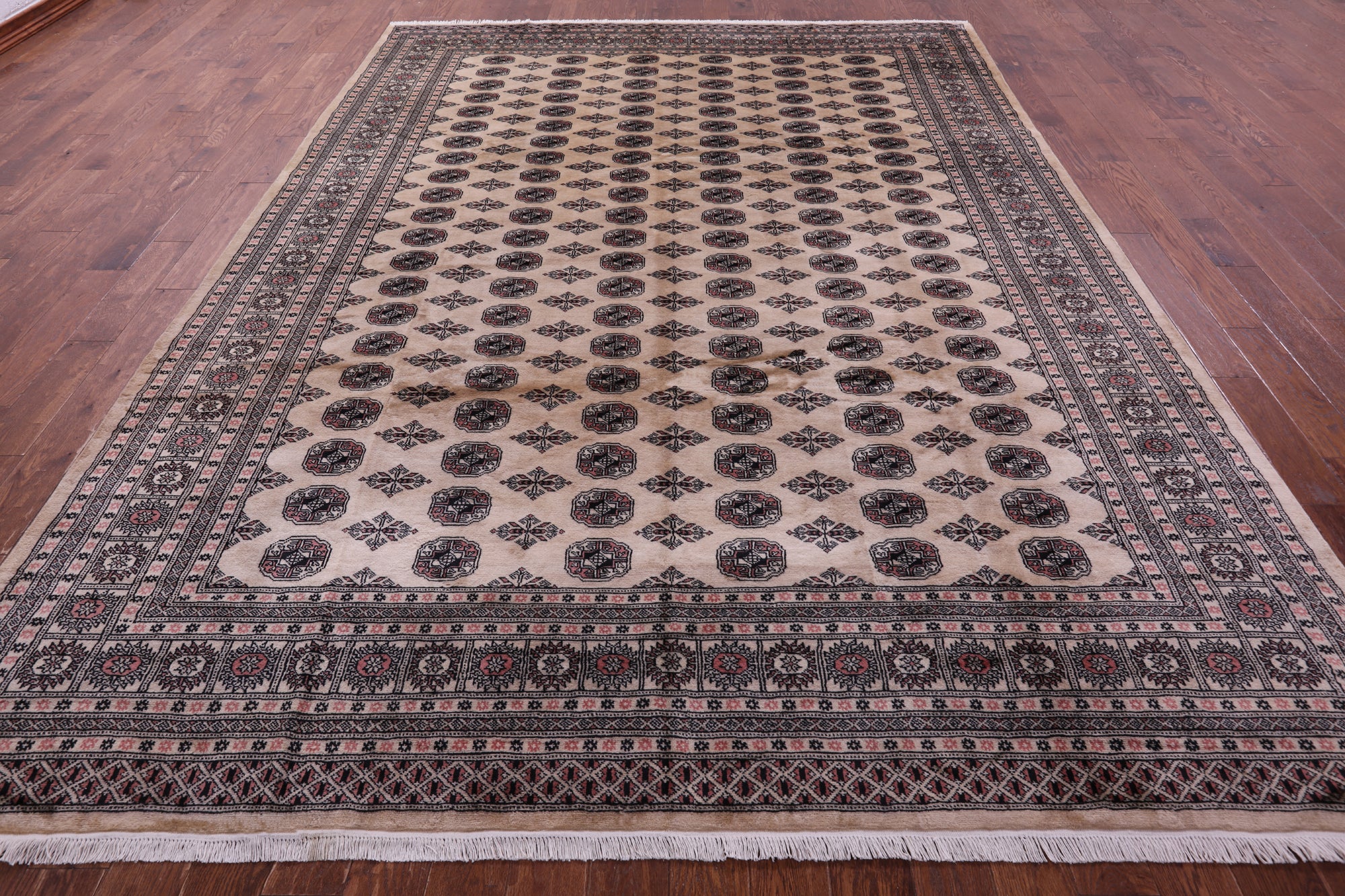 Ivory Bokhara Hand-Knotted Wool Rug - 9' 2" X 12' 2"