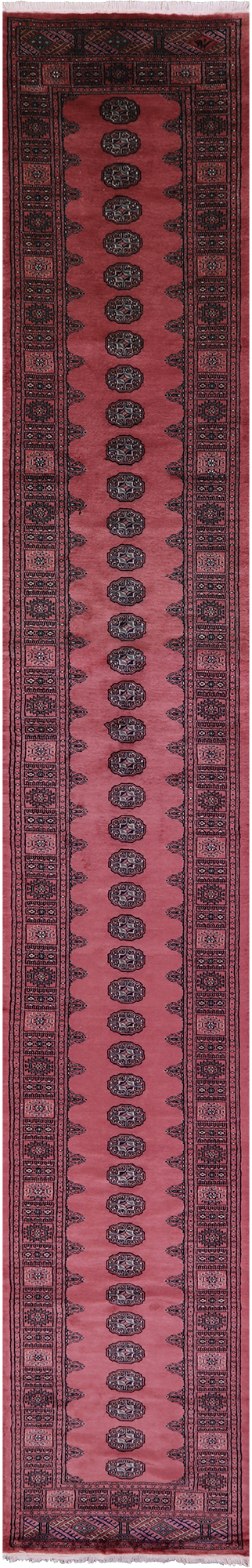 Rust Bokhara Hand-Knotted Wool Runner Rug - 2' 8" X 17' 3"