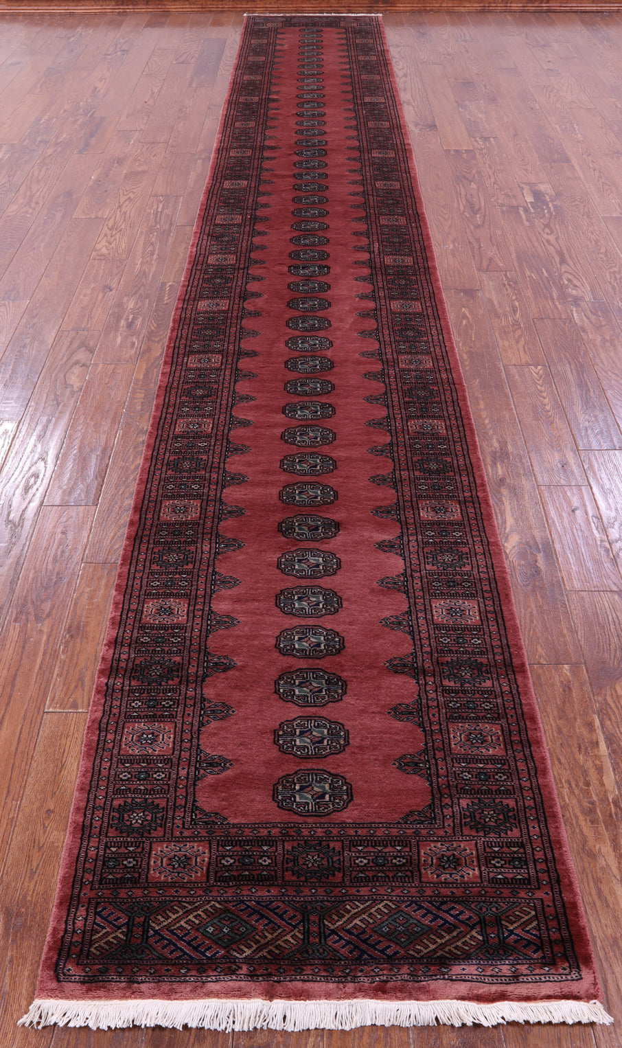Rust Bokhara Hand-Knotted Wool Runner Rug - 2' 8" X 17' 3"