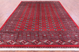 Red Signed Bokhara Hand-Knotted Wool Rug - 8' 5" X 10' 5"