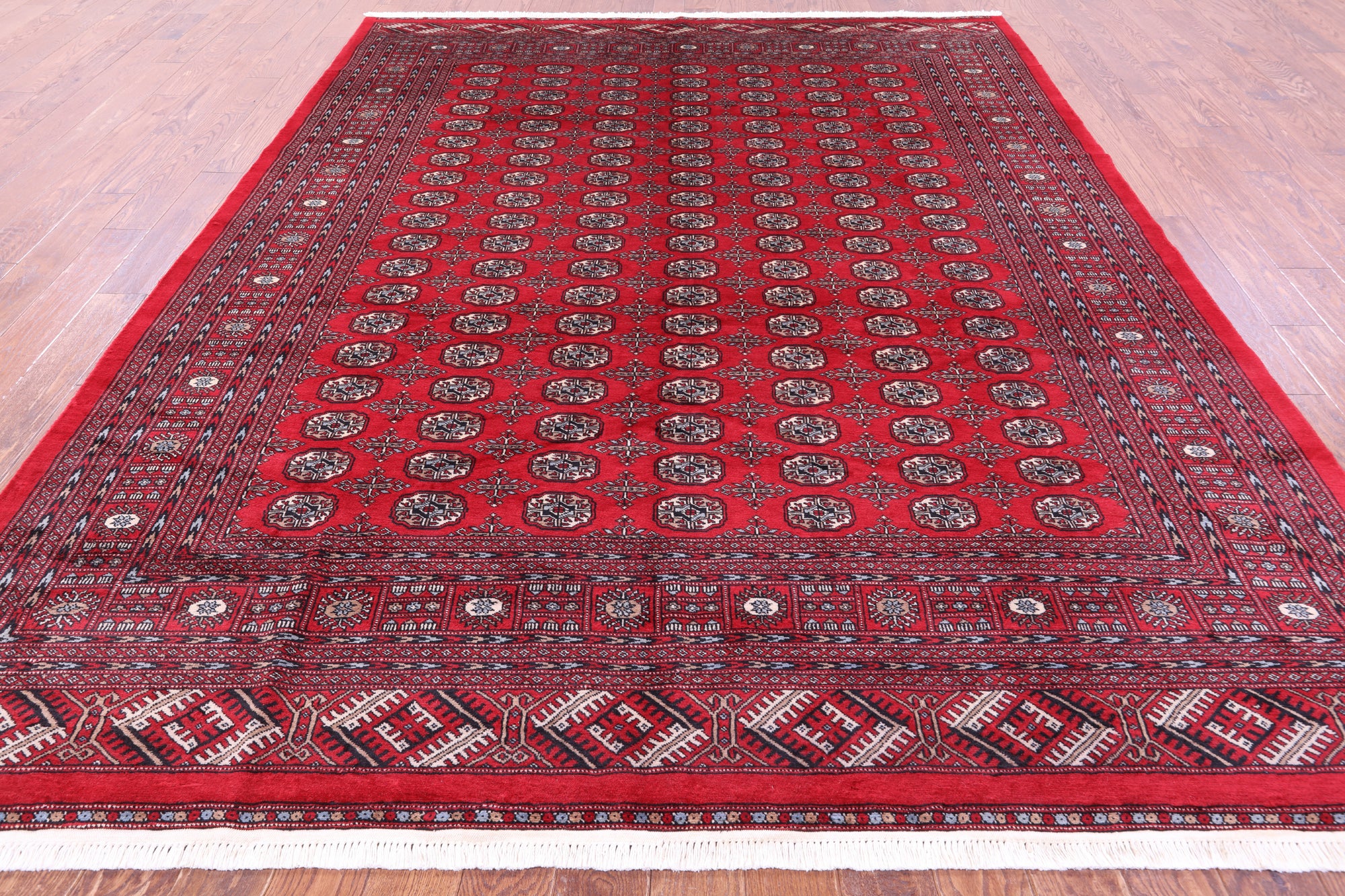 Red Signed Bokhara Hand-Knotted Wool Rug - 8' 5" X 10' 5"