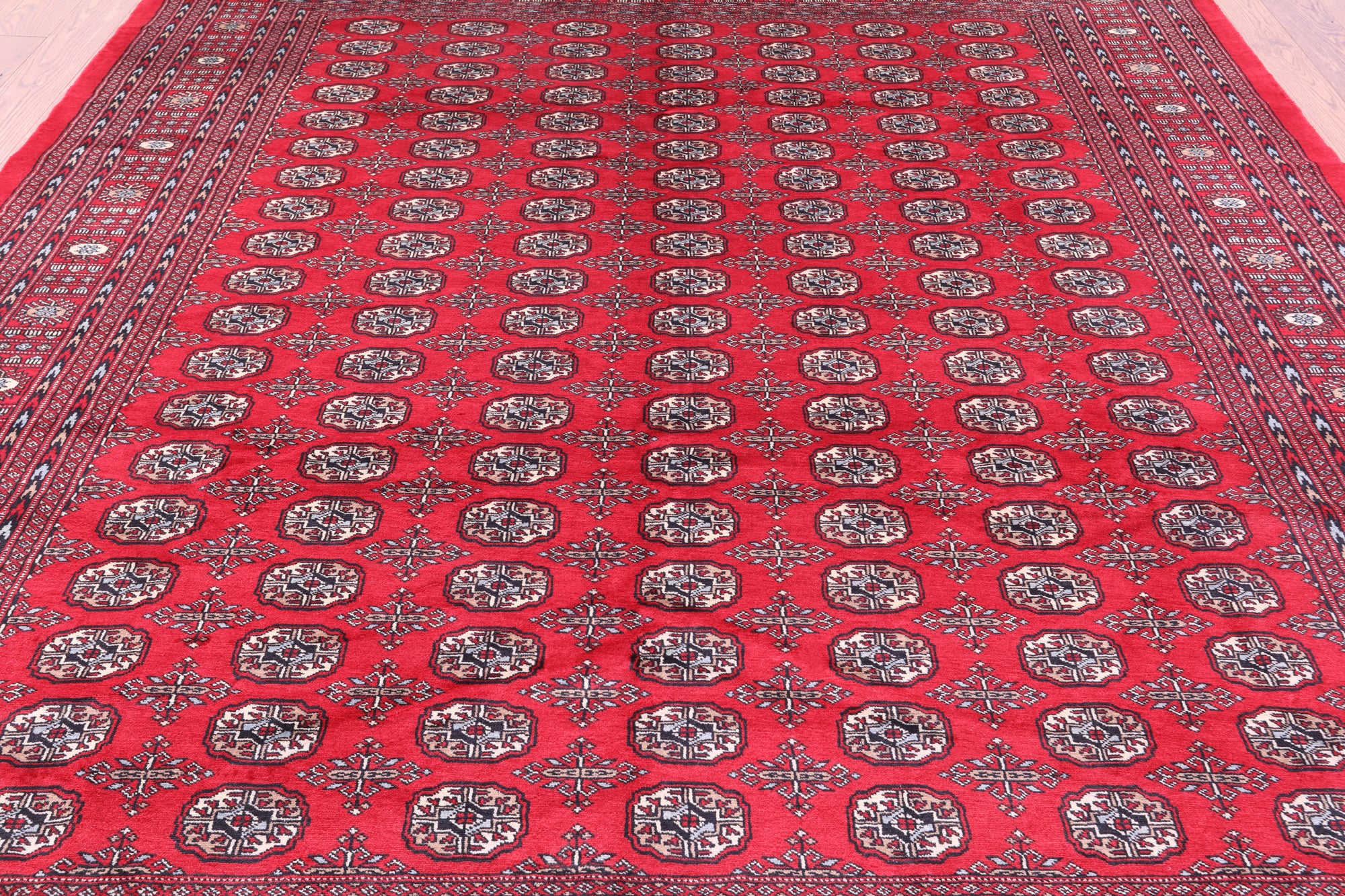 Red Signed Bokhara Hand-Knotted Wool Rug - 8' 5" X 10' 5"