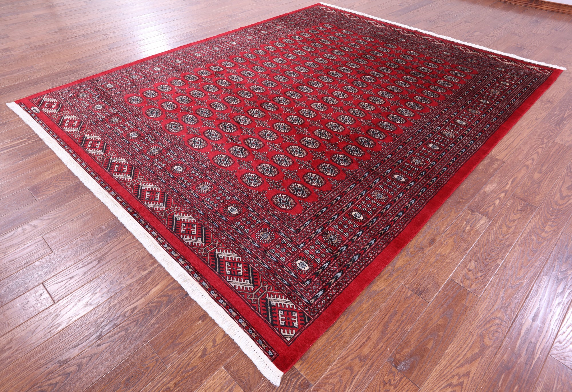 Red Signed Bokhara Hand-Knotted Wool Rug - 8' 5" X 10' 5"