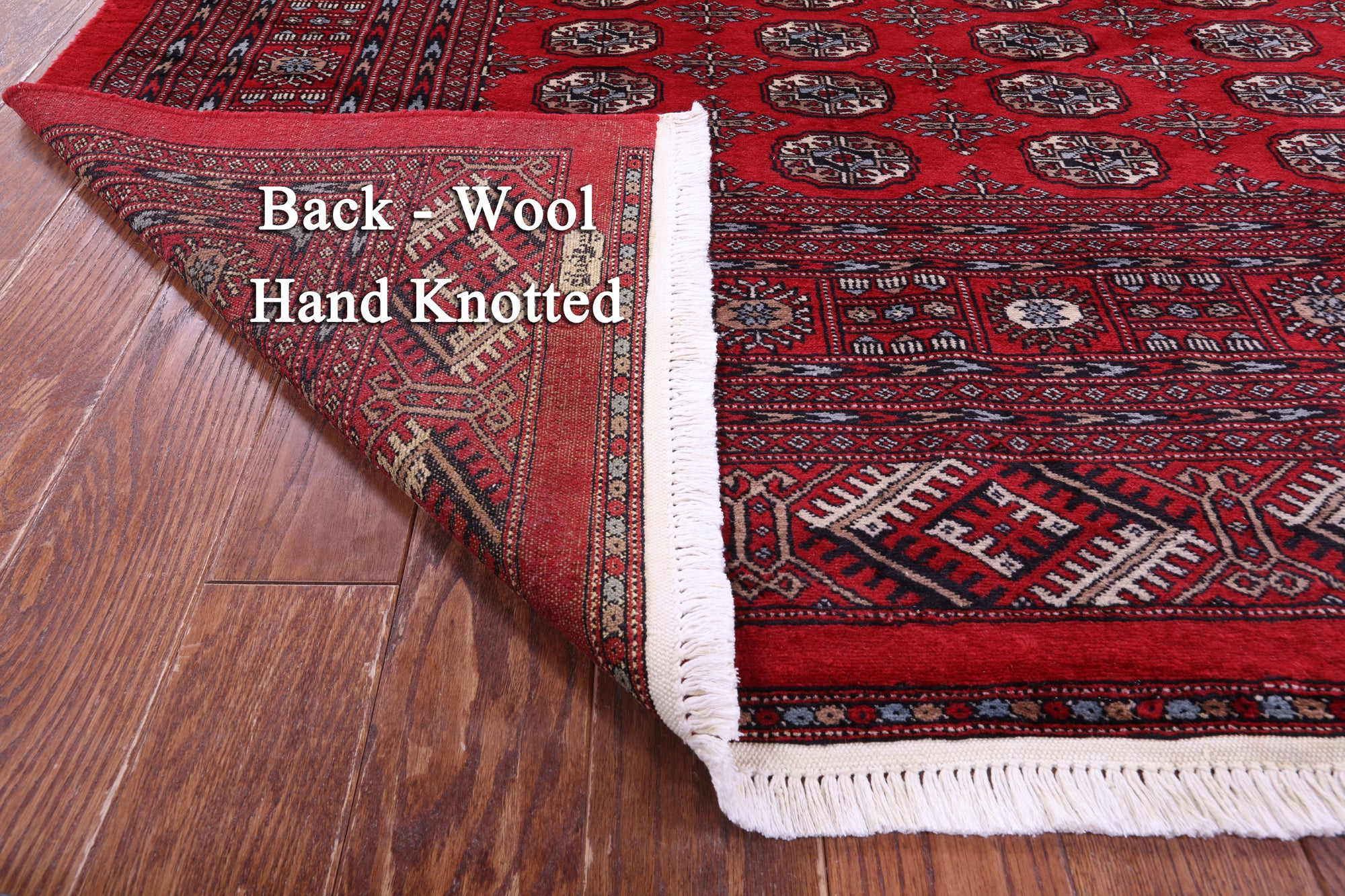 Red Signed Bokhara Hand-Knotted Wool Rug - 8' 5" X 10' 5"