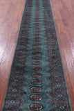 Green Bokhara Hand-Knotted Wool Runner Rug - 2' 6" X 16' 2"