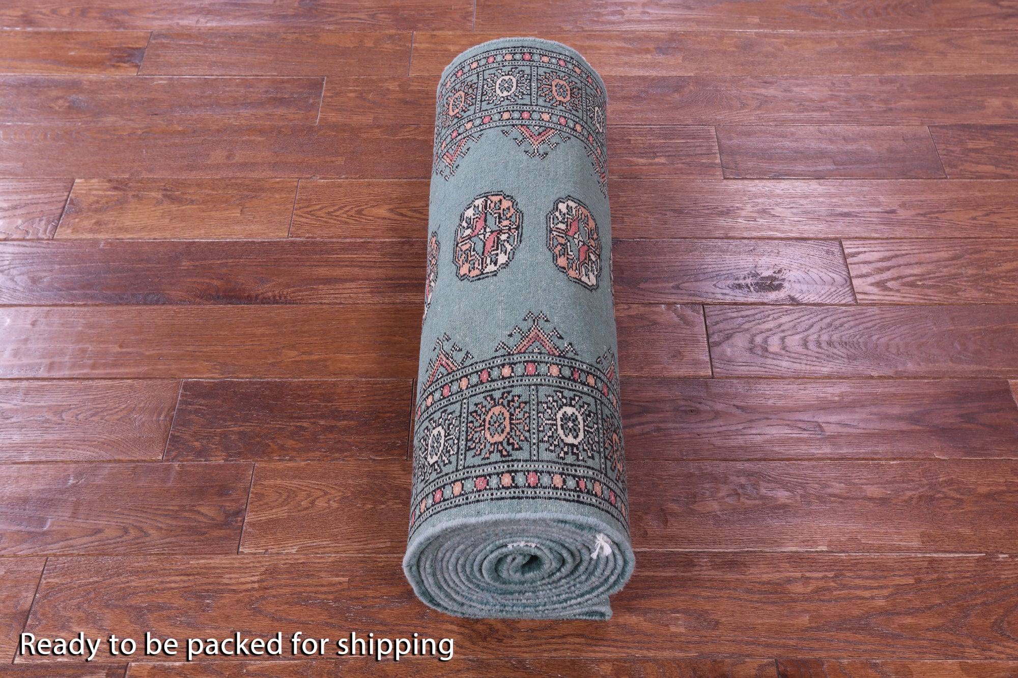 Green Bokhara Hand-Knotted Wool Runner Rug - 2' 6" X 16' 2"