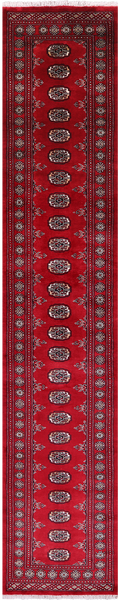 Red Bokhara Handmade Wool Runner Rug - 2' 7" X 13' 3"