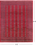 Red Bokhara Hand-Knotted Wool Rug - 9' 0" X 11' 8"