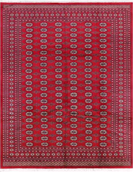 Red Bokhara Hand-Knotted Wool Rug - 9' 0" X 11' 8"