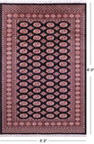 Black Bokhara Hand-Knotted Wool Rug - 5' 2" X 8' 0"