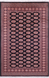 Black Bokhara Hand-Knotted Wool Rug - 5' 2" X 8' 0"